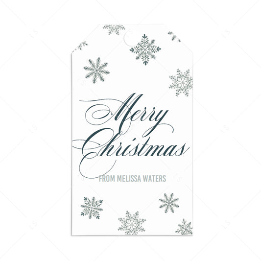 Personalized Christmas Tag Template Silver and Blue by LittleSizzle