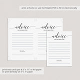 Calligraphy Advice Card for Mom-to-Be Printable & Fillable PDF