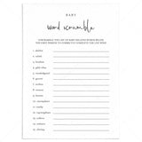 Word Scramble BabyShower Game Printable by LittleSizzle