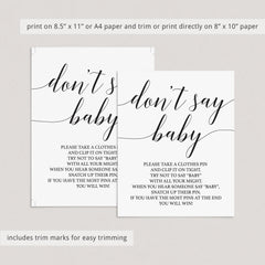 DIY baby shower games dont say baby by LittleSizzle