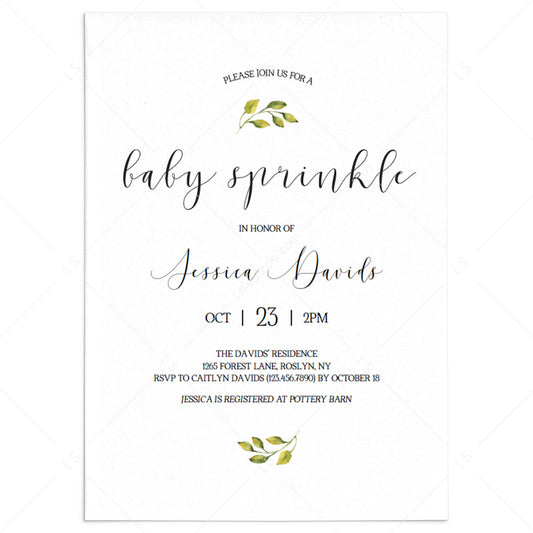 Gender Neutral Baby Sprinkle Invitation Template by LittleSizzle