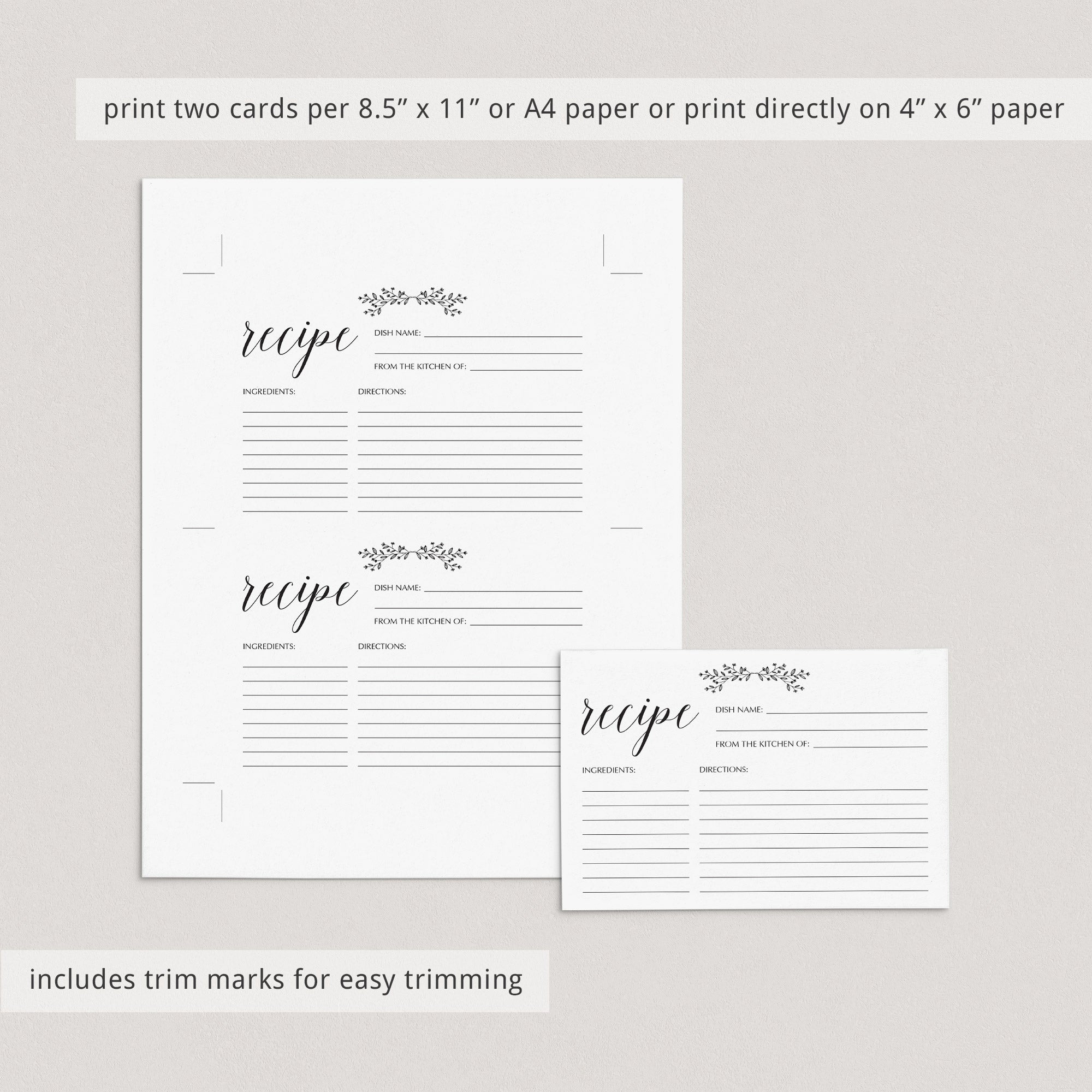 Rustic Recipe Cards Printable | Instant Download – LittleSizzle rustic-recipe-cards-printable-instant-download-littlesizzle