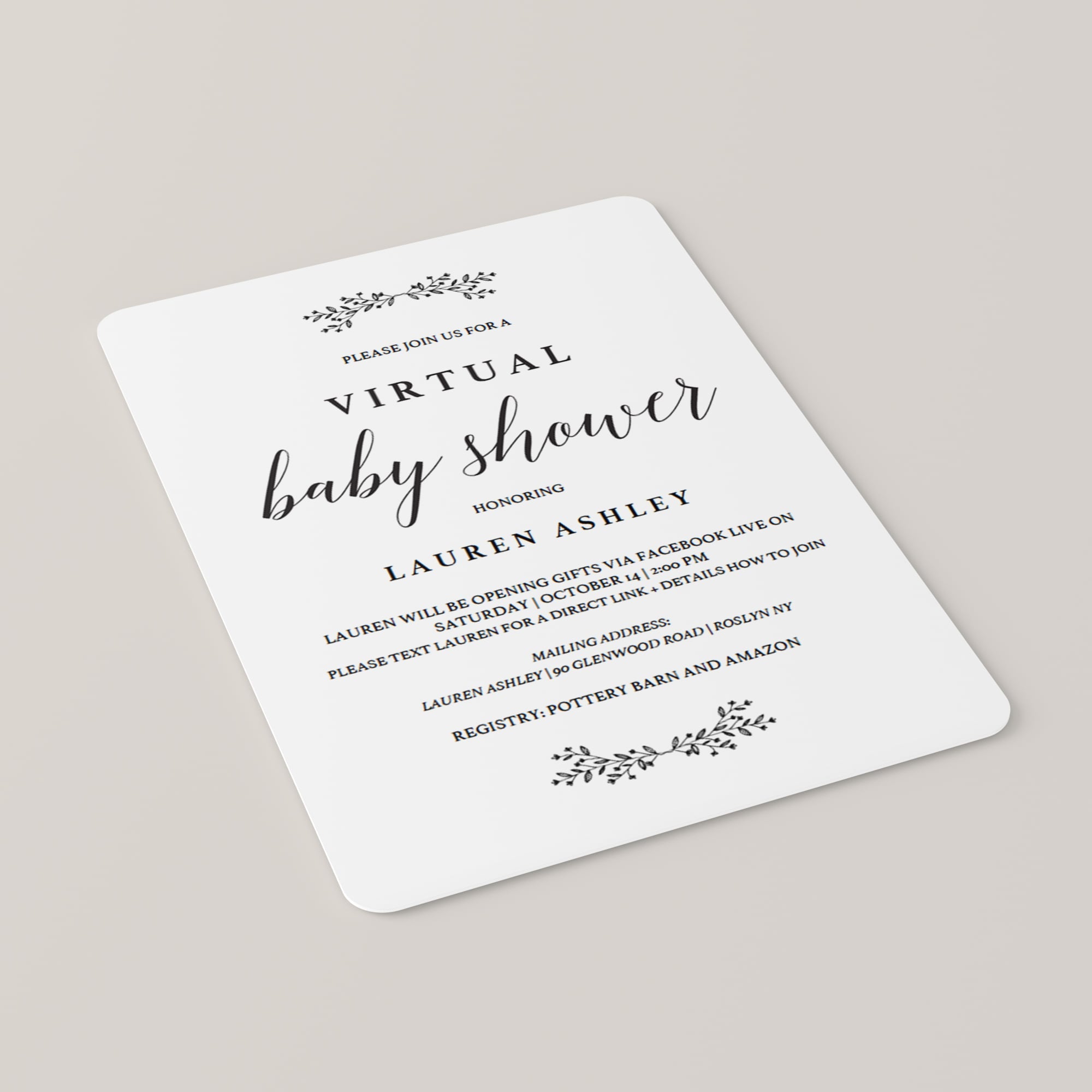Virtual baby shower invite editable pdf template by LittleSizzle