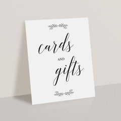 Black and White Cards and Gifts Sign Printable | Instant download ...