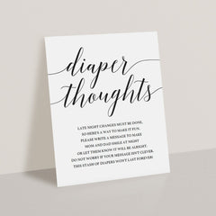 Calligraphy diaper thoughts game sign by LittleSizzle