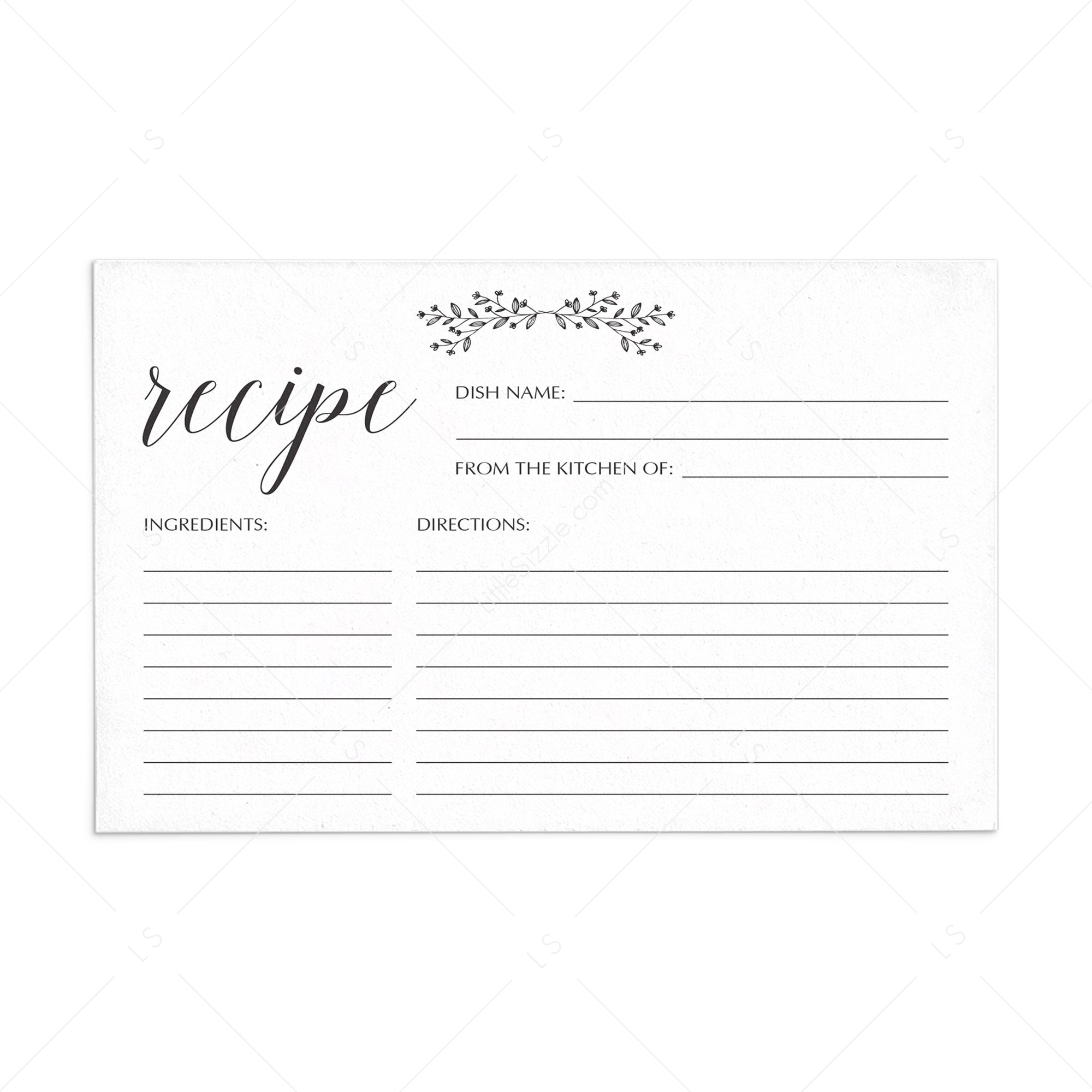 Rustic Recipe Cards Printable by LittleSizzle