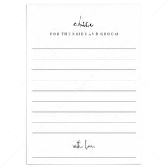 Modern Wedding Advice Cards Printable by LittleSizzle