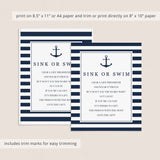 Printable sink or swim baby shower game dont say baby by LittleSizzle