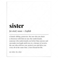 Sister Definition Printable by LittleSizzle