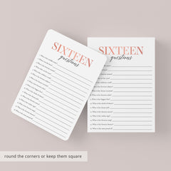 Sweet Sixteen Party Game How Well Do You Know The Birthday Girl Printable