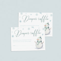 Its cold outside diaper raffle ticket with snowmen instant download by LittleSizzle