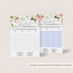 Virtual bridal shower scattergories game by LittleSizzle