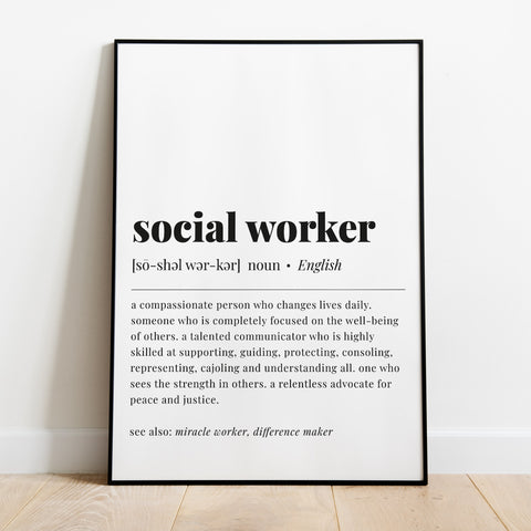 Social Worker Gift | Social Worker Definition Print | MSW, BSW, LCSW ...