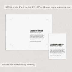 Social Worker Definition Print Instant Download