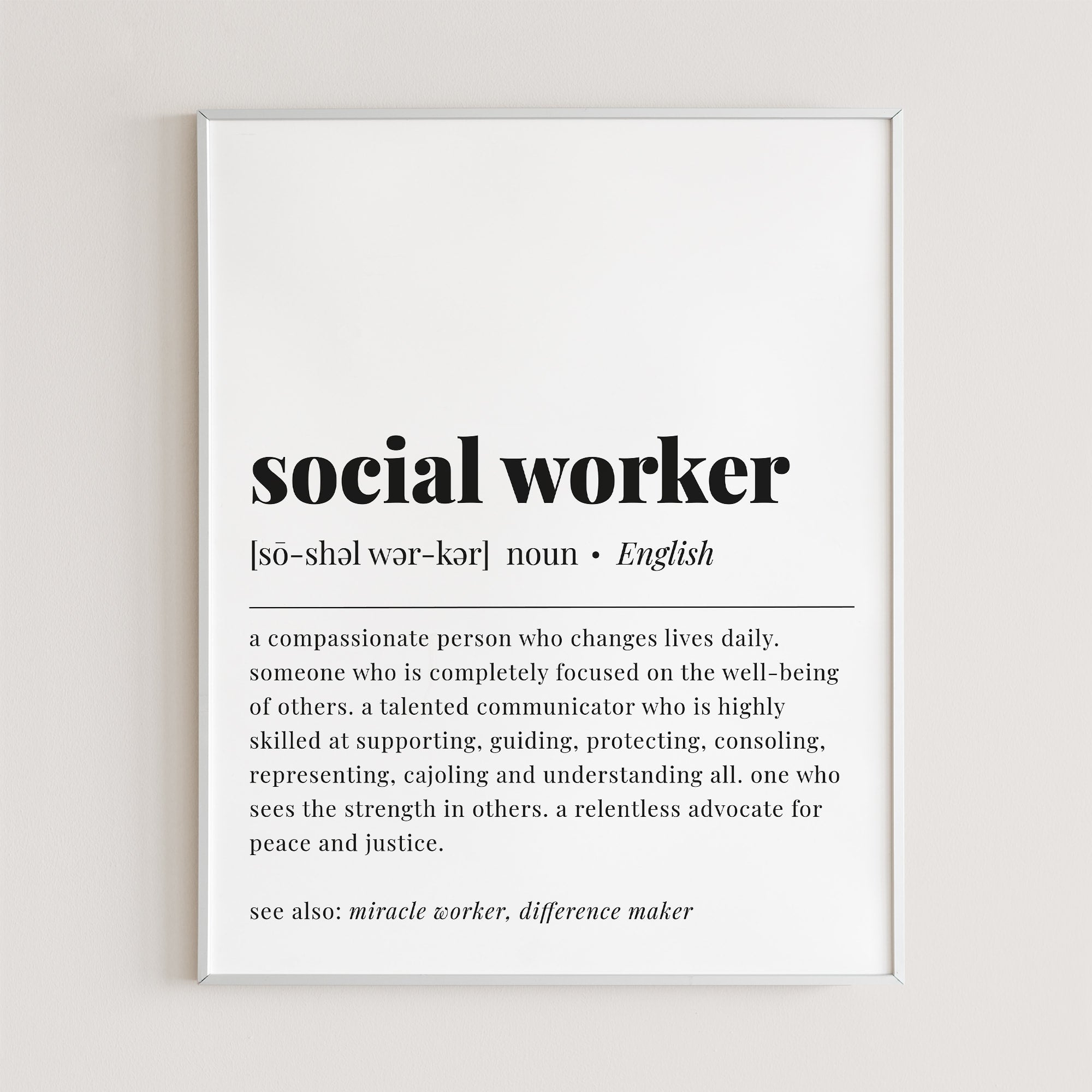 Social Worker Gift | Social Worker Definition Print | MSW, BSW, LCSW ...