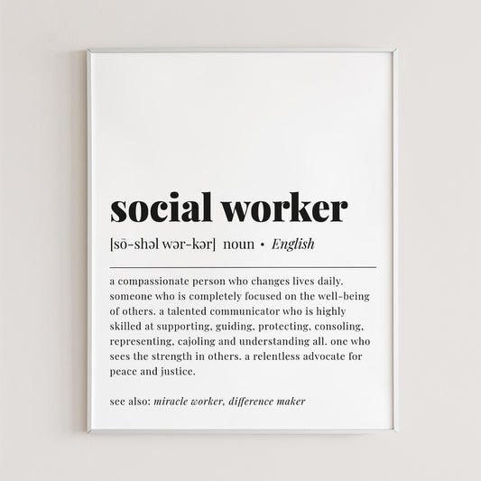 Social Worker Definition Print Instant Download by Littlesizzle