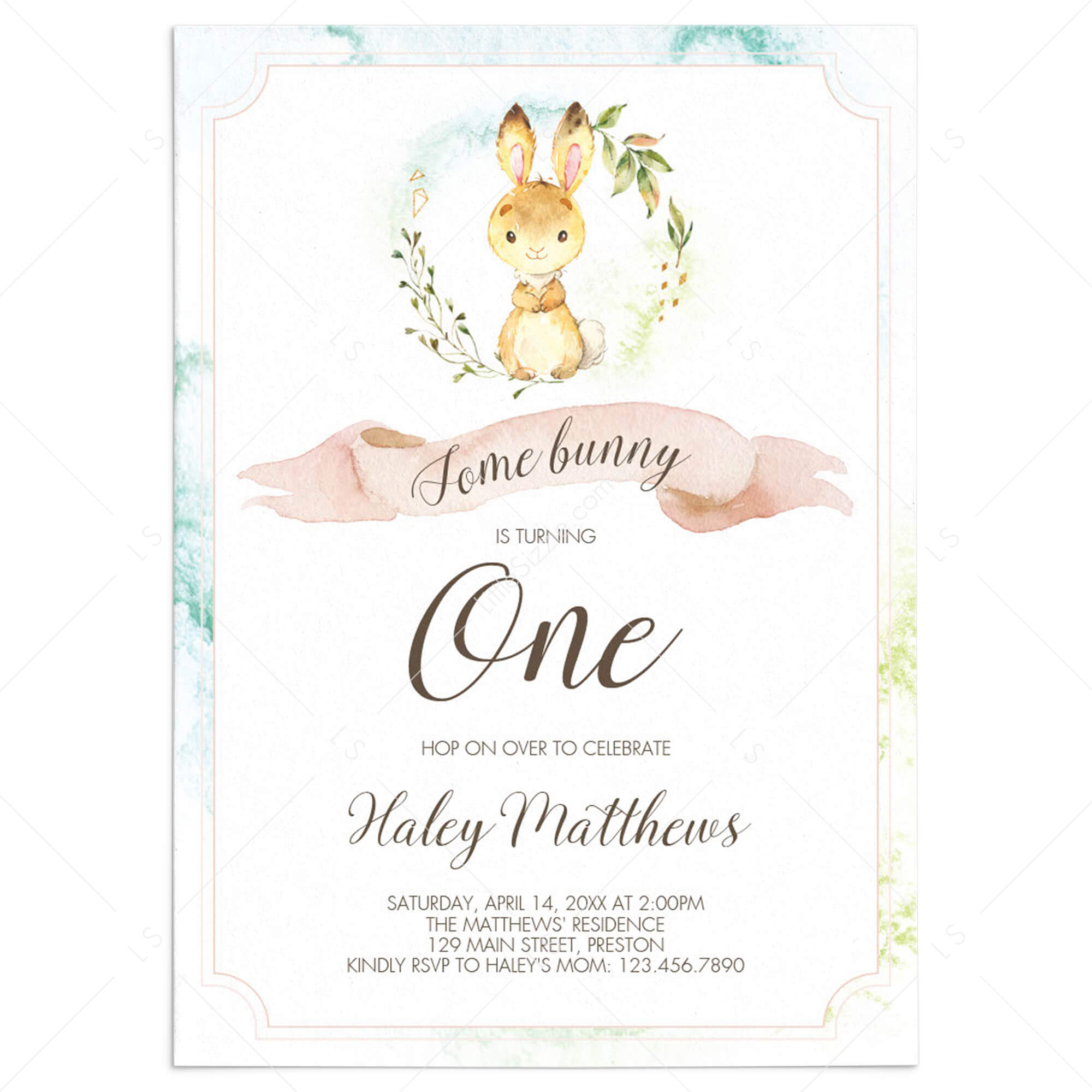 Some Bunny is Turning One Invitation Template by LittleSizzle