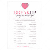 Breakup Songs Match Up with Answer Key Printable by LittleSizzle