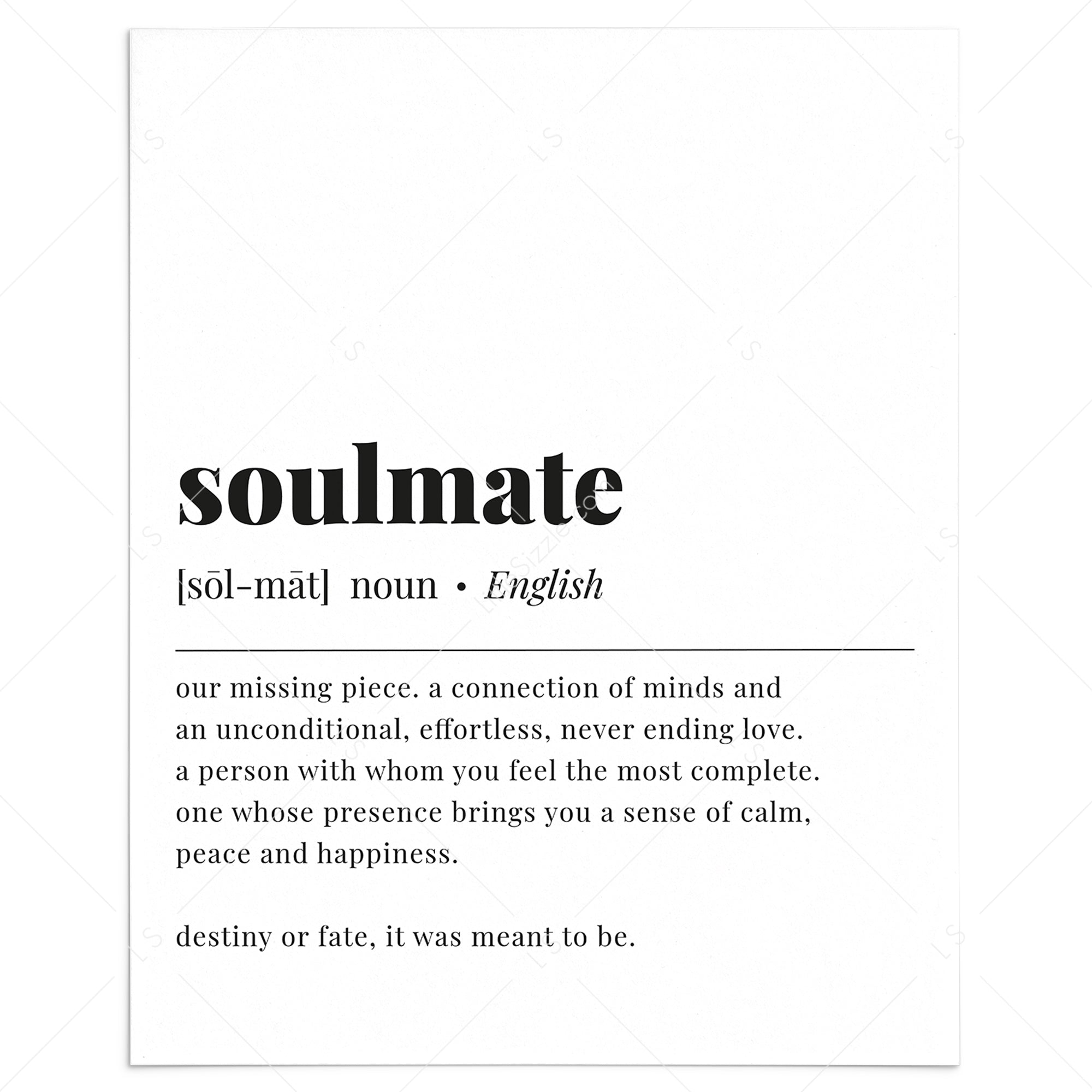 Soulmate Definition Printable by LittleSizzle