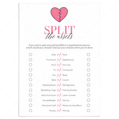 Split Up Party Game Split The Assets Printable by LittleSizzle