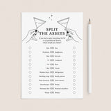 Printable Divorce Party Game Split The Assets by LittleSizzle