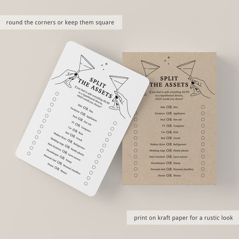 Printable Divorce Party Game Split The Assets | Instant Download ...