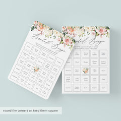 printable floral bridal bingo cards template