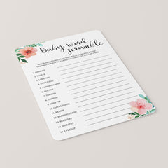 Baby Shower Games Printable Word Scramble