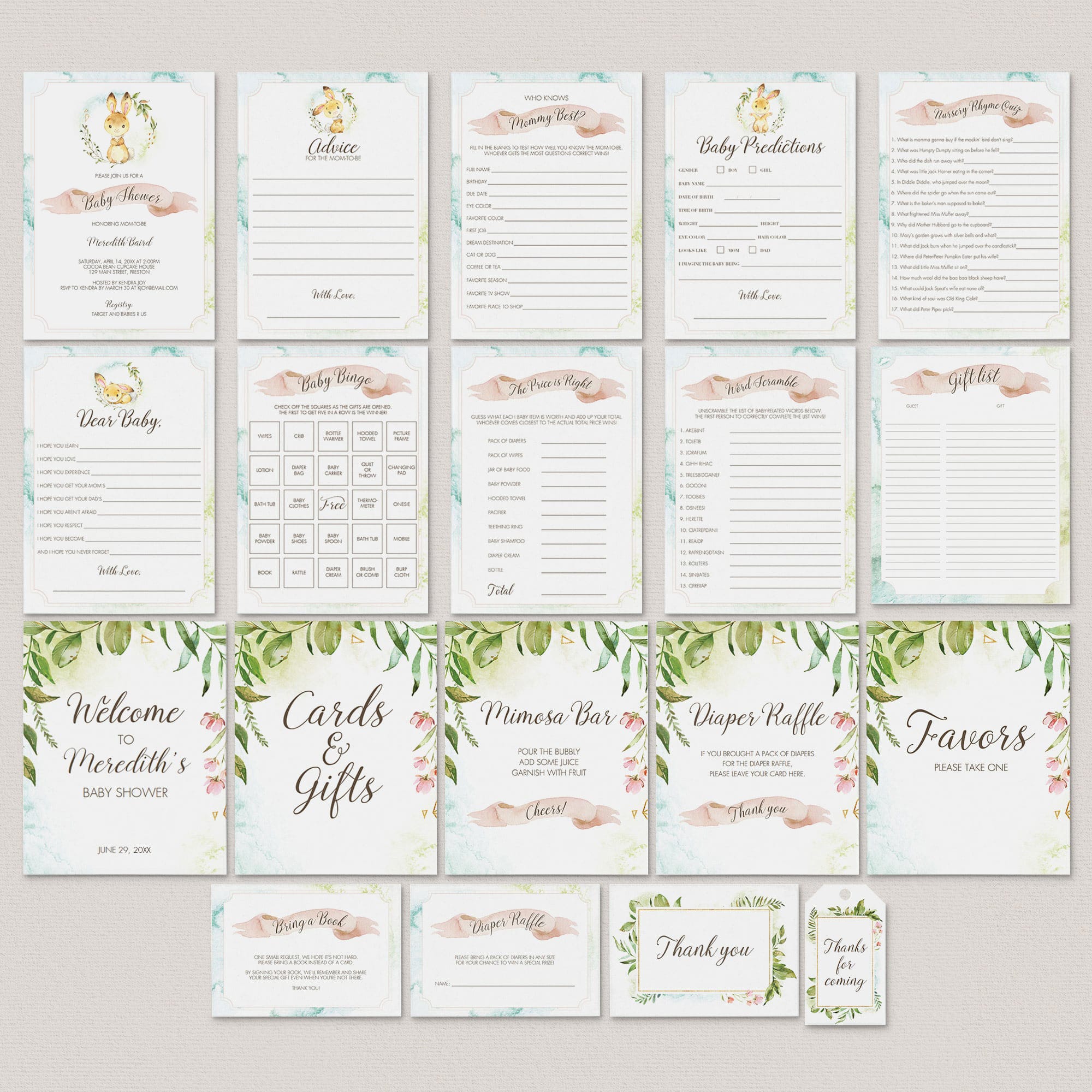 Spring Baby Shower Party Pack Printables by LittleSizzle