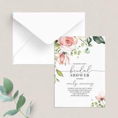 Blush Roses Bridal Shower Invitation Templates Download