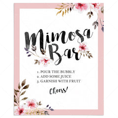 Blush pink floral mimosa bar sign printable by LittleSizzle