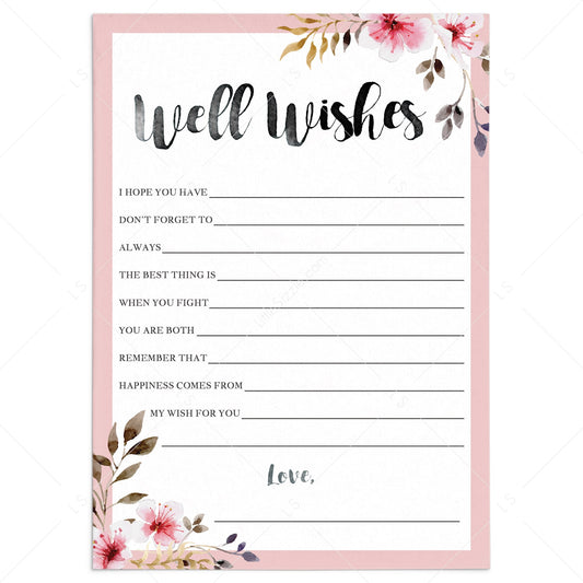 Spring Wedding Well Wishes Cards Printable by LittleSizzle