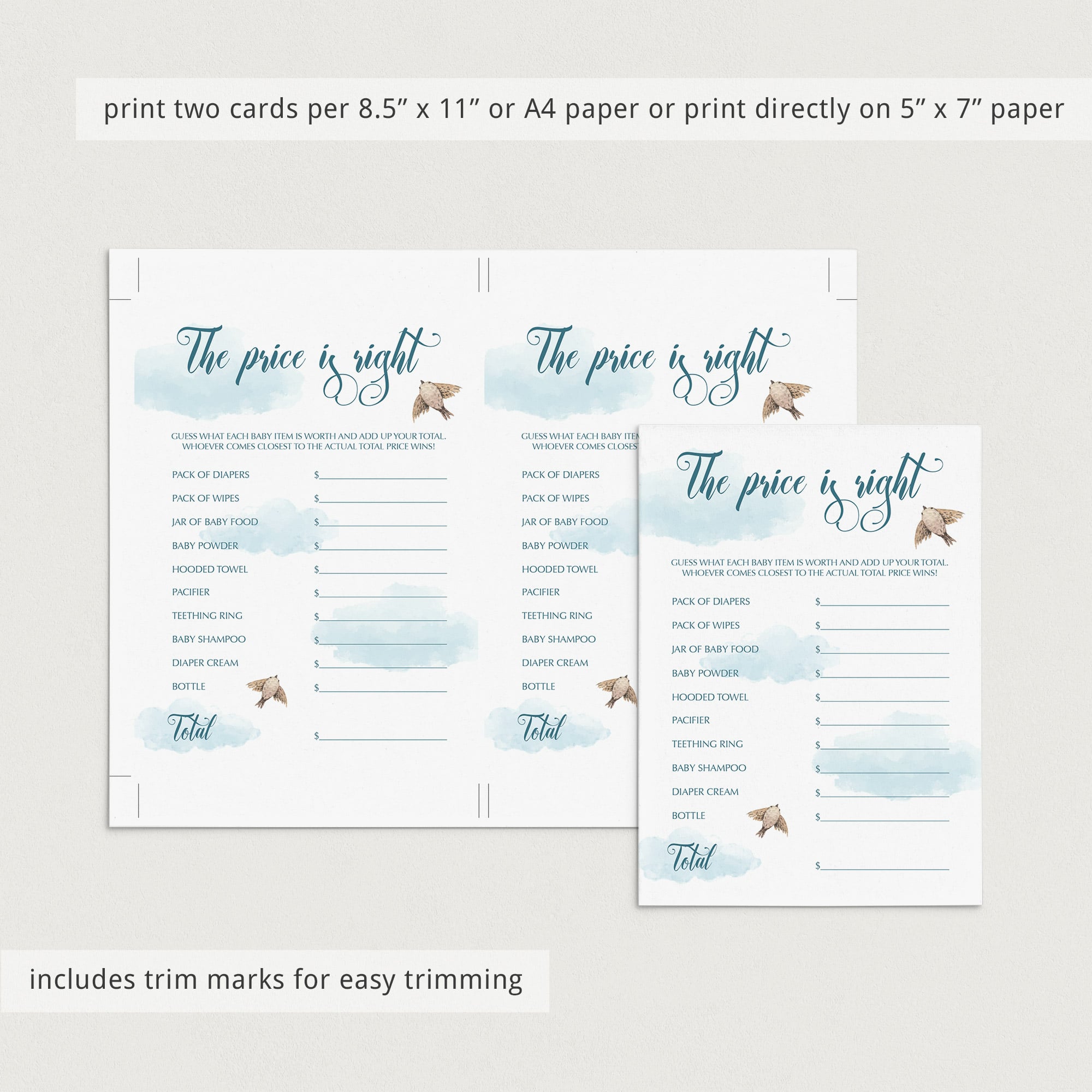 Price right game for boy baby shower printable by LittleSizzle