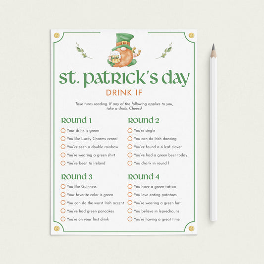 St Patricks Party Game Drink If Printable by LittleSizzle