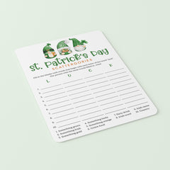 Printable St Paddy's Day Scattergories Game
