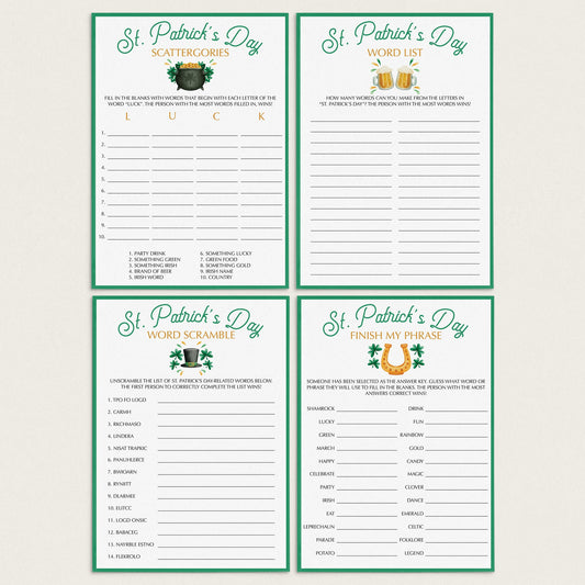 St. Patrick's Day Game Bundle for Family Instant Download by LittleSizzle