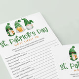 Saint Patrick's Day Most Likely To Game Printable