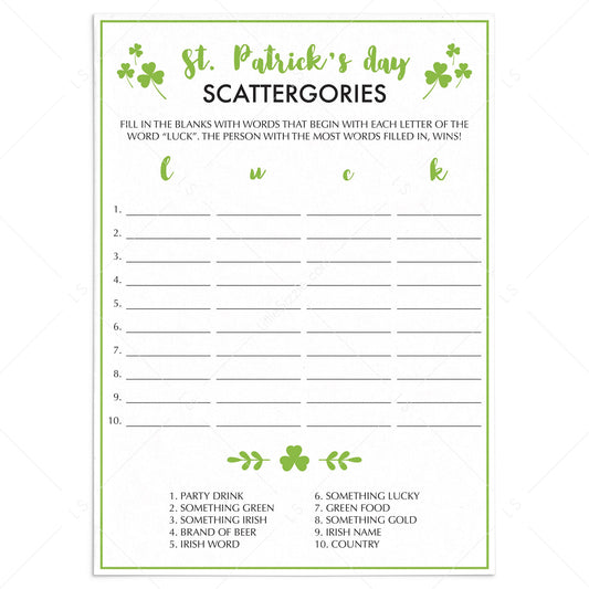 St Patrick's Day Game for Family To Print or Play Online by LittleSizzle