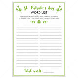 Simple St Patrick's Day Game for Groups Word List by LittleSizzle