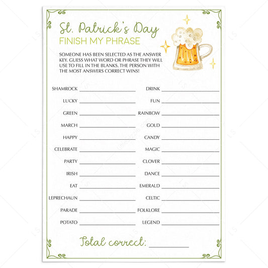 (Virtual) St Patricks Office Party Game Instant Download by LittleSizzle