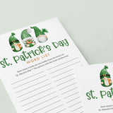 St Patrick's Game for Kids Printable Word List