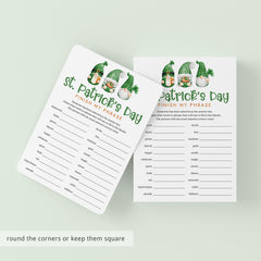 St Patrick's Party Game Printable Finish My Phrase