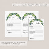 Botanical Baby Shower Games Printable & Fillable Templates