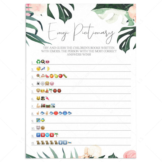 Summer Baby Shower Game Emoji Pictionary Download by LittleSizzle