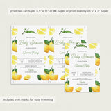 Summer Baby Shower Invitation Template with Lemons