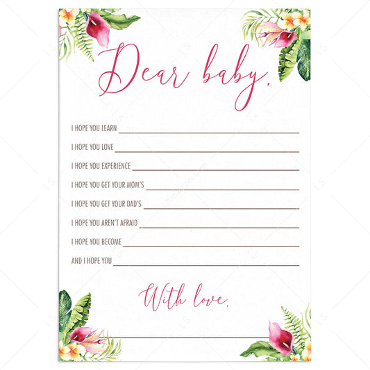 Summer baby shower wishes for baby cards printable by LittleSizzle