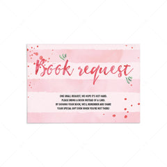 Watercolor pink baby book request cards by LittleSizzle