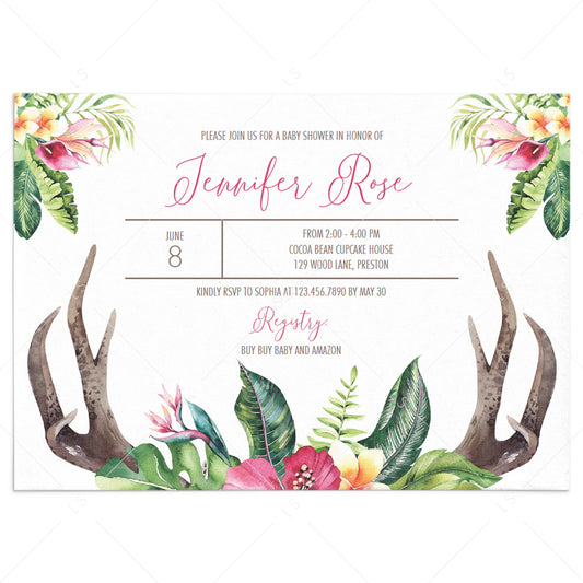 Bohemian girl baby shower invite template by LittleSizzle