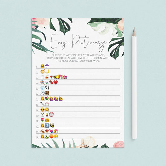 Summer Bridal Shower Game Emoji Pictionary by LittleSizzle