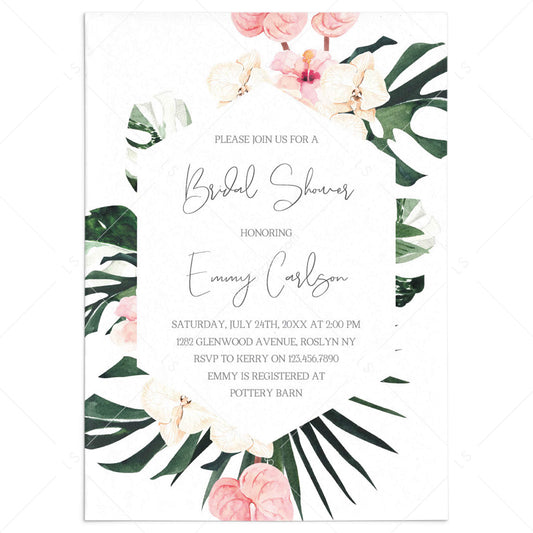 Tropical Bridal Shower Invite Template Instant Download by LittleSizzle